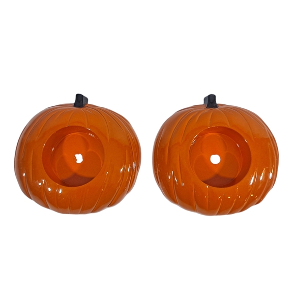 Pumkin Tea Light Holders Tabletop Metal With Tea Lights & Box Set Of 2 NOB - Picture 4 of 10